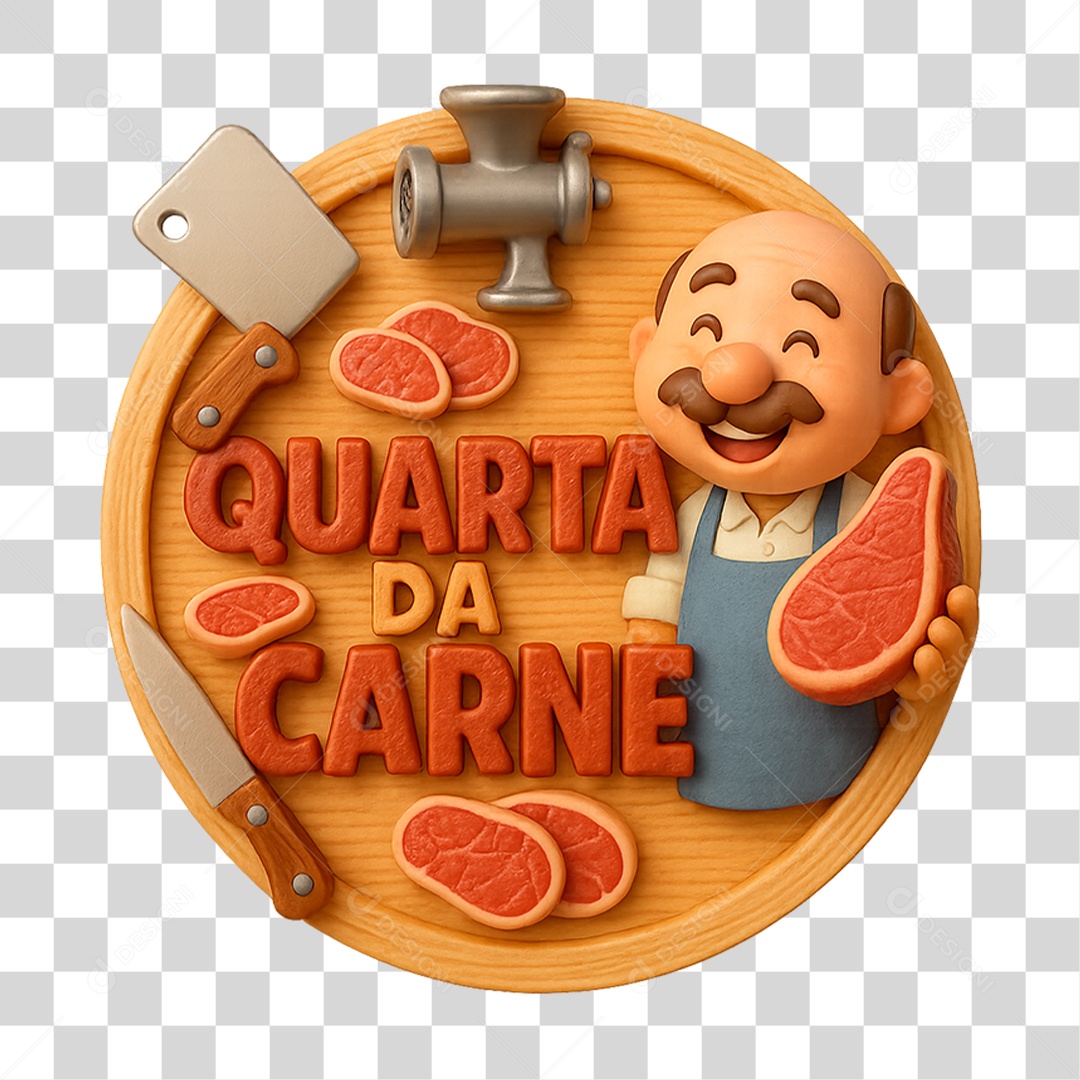 Selo 3D Quarta da Carne PNG Transparente