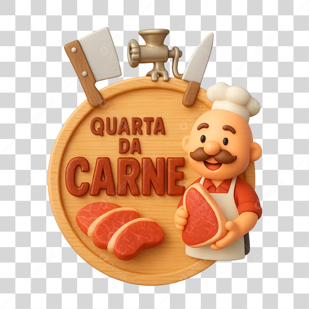 Selo 3D Quarta da Carne PNG Transparente