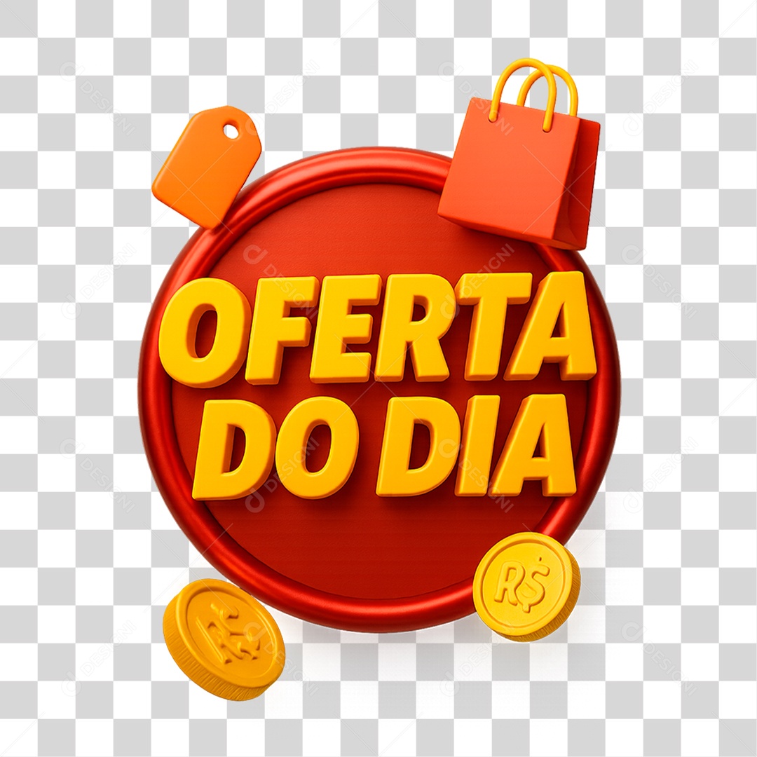 Selo 3D Oferta do Dia PNG Transparente