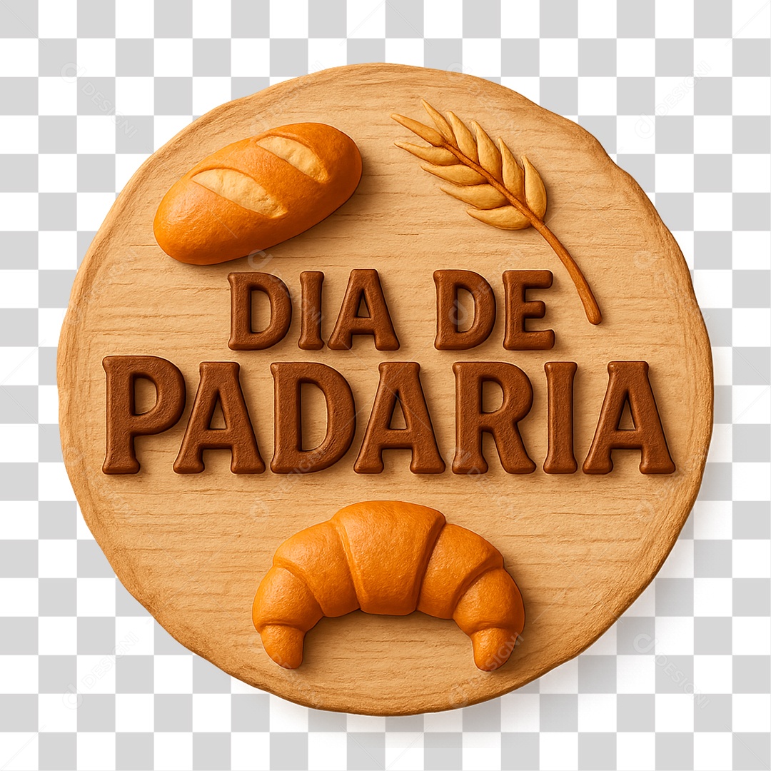 Selo 3D Dia de Padaria PNG Transparente