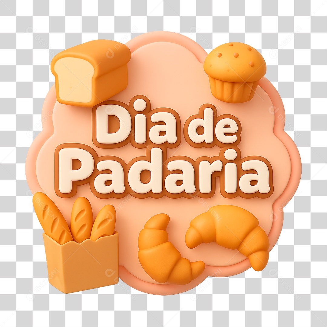 Selo 3D Dia de Padaria PNG Transparente