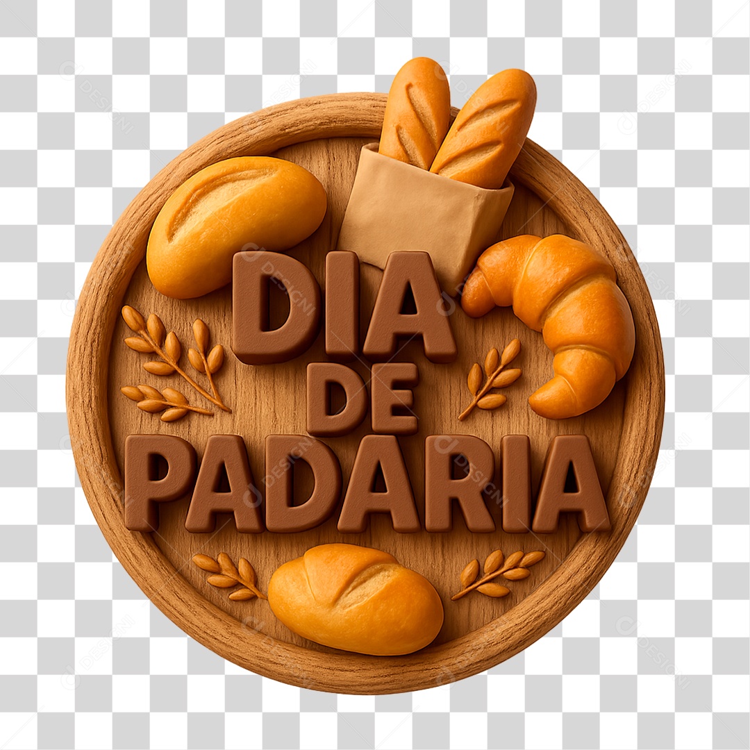 Selo 3D Dia de Padaria PNG Transparente