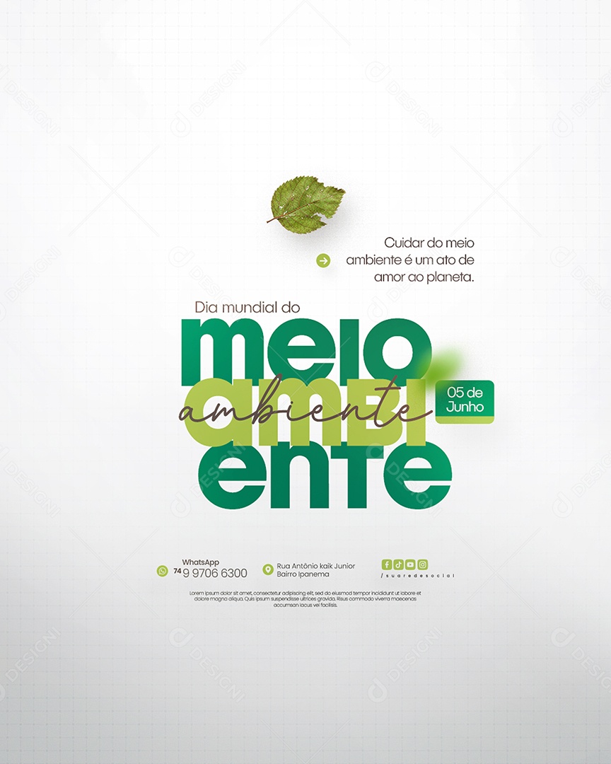 Dia Mundial do Meio Ambiente 05 de Junho Social Media PSD Editável