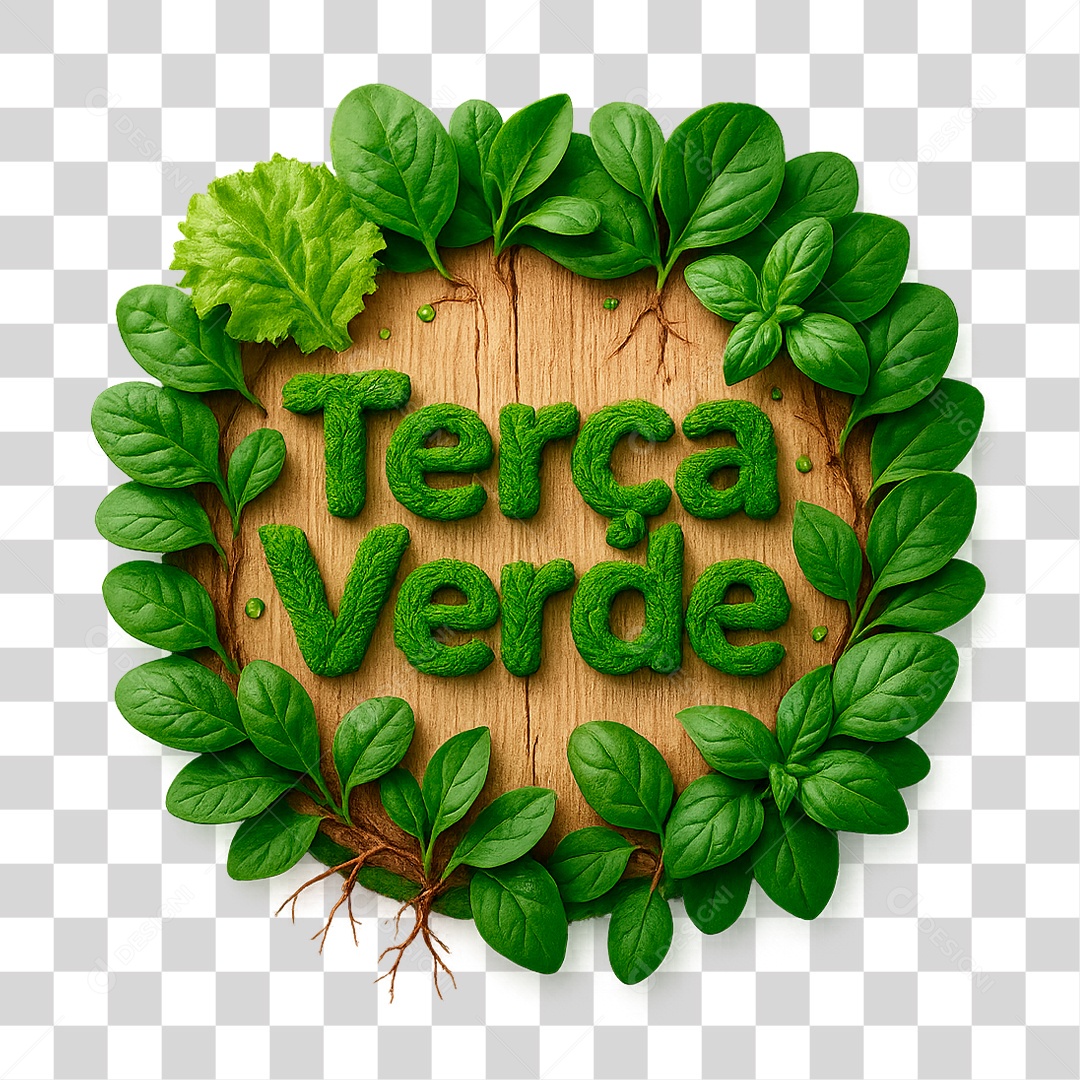 Selo 3D Terça Verde para Composição PNG Transparente