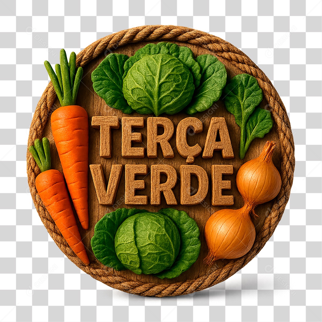 Selo 3D Terça Verde para Composição PNG Transparente