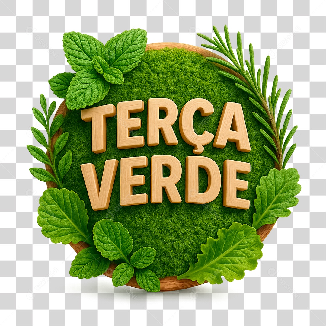 Selo 3D Terça Verde para Composição PNG Transparente