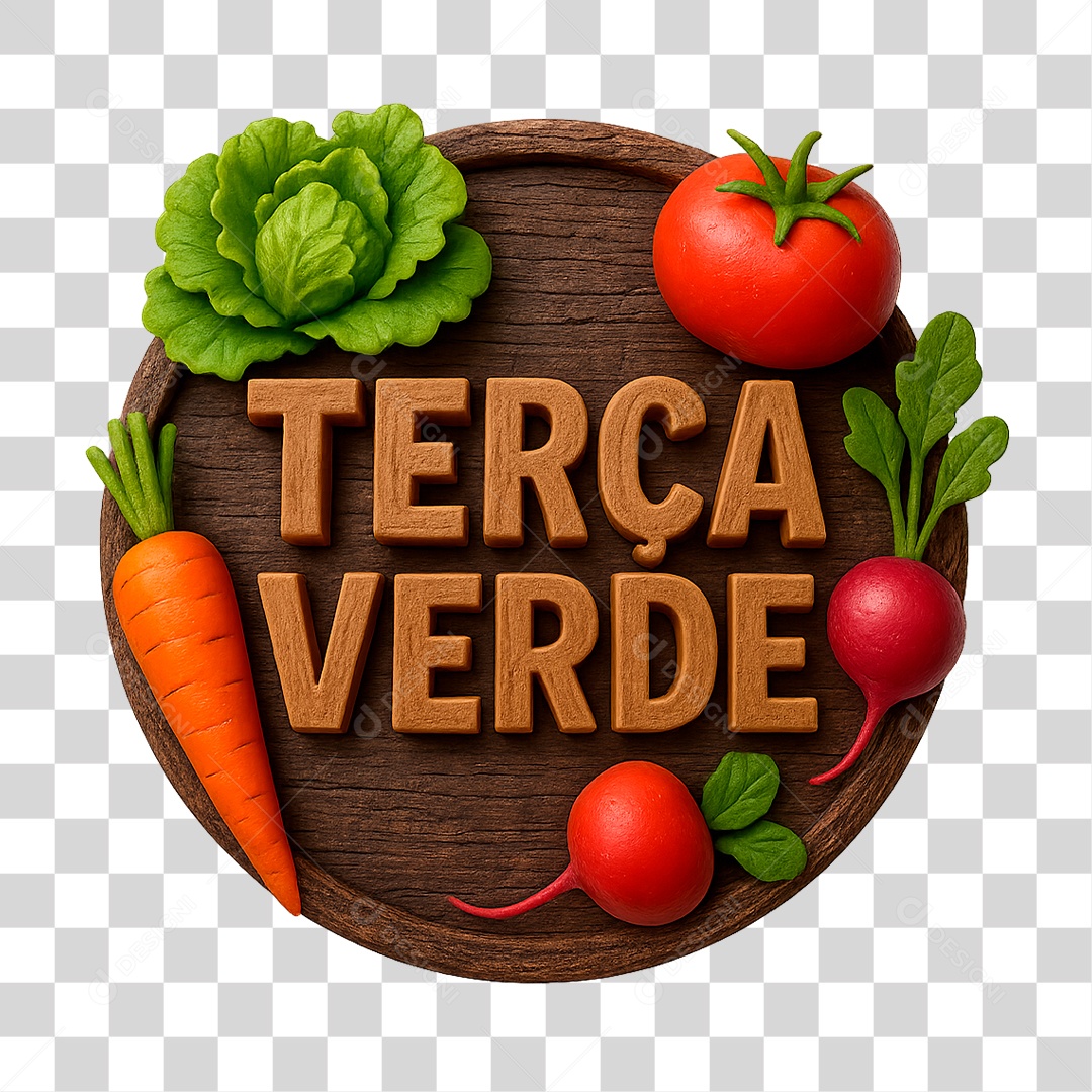 Selo 3D Terça das Verde para Composição PNG Transparente