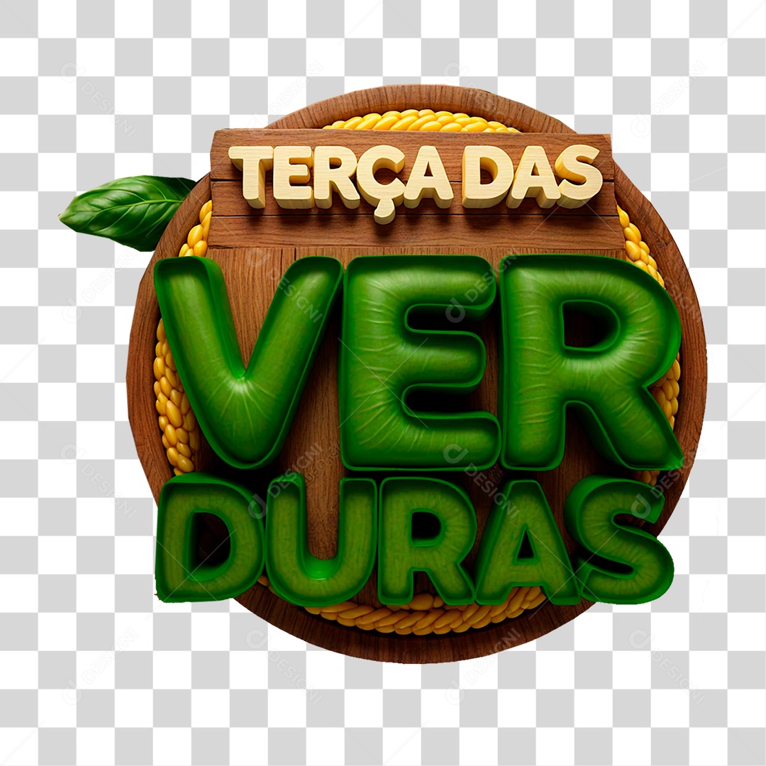 Selo 3D Terça das Verduras para Composição PNG Transparente