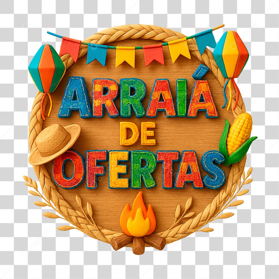 Selo 3D Arraiá de Ofertas PNG Transparente