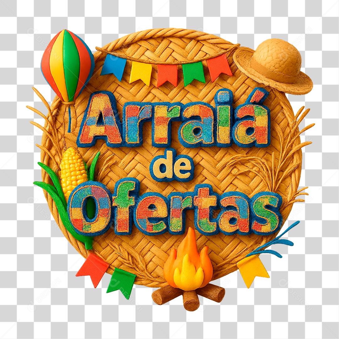 Selo 3D Arraiá de Ofertas PNG Transparente