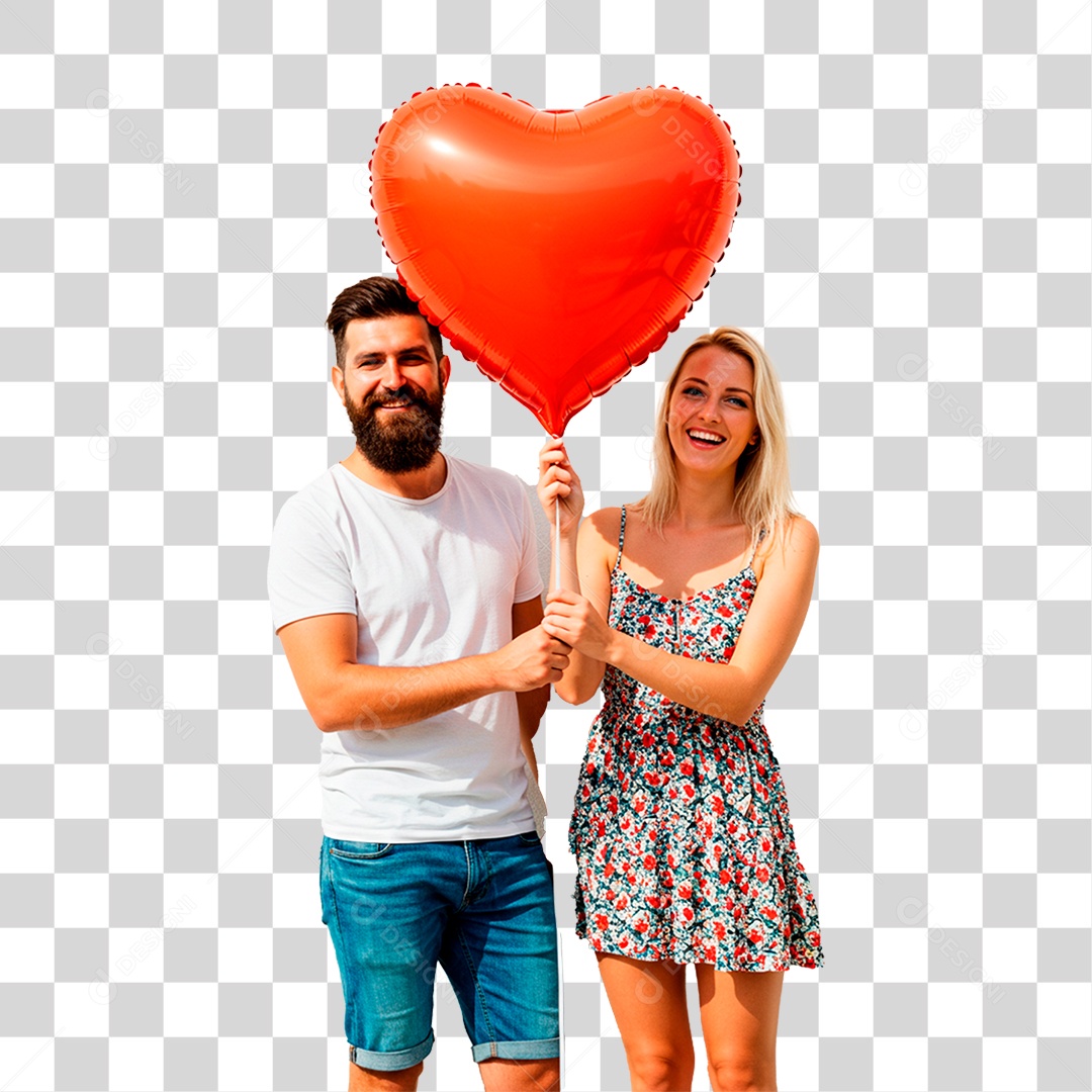 Casal com Balão PNG Transparente