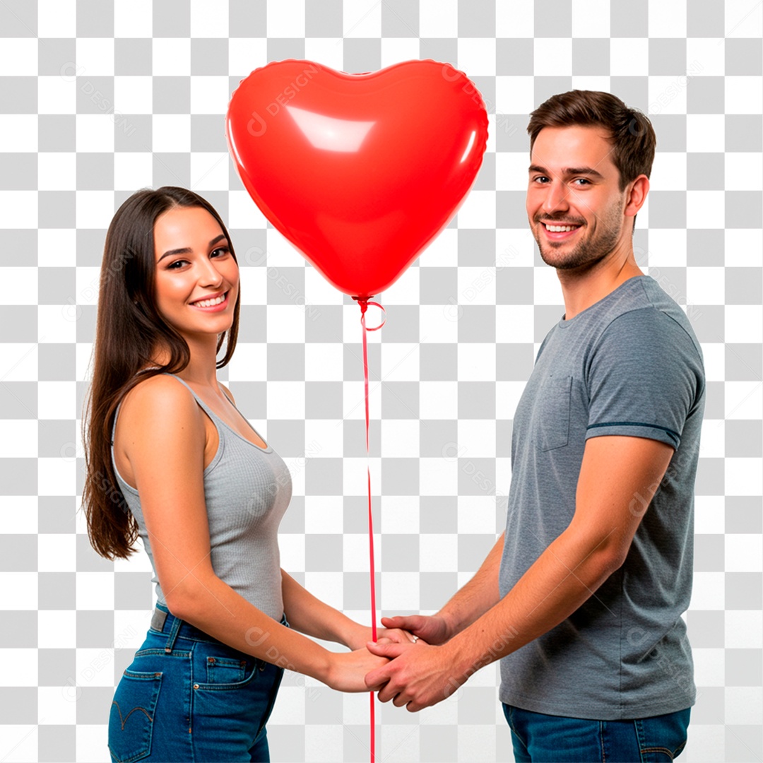Casal com Balão PNG Transparente