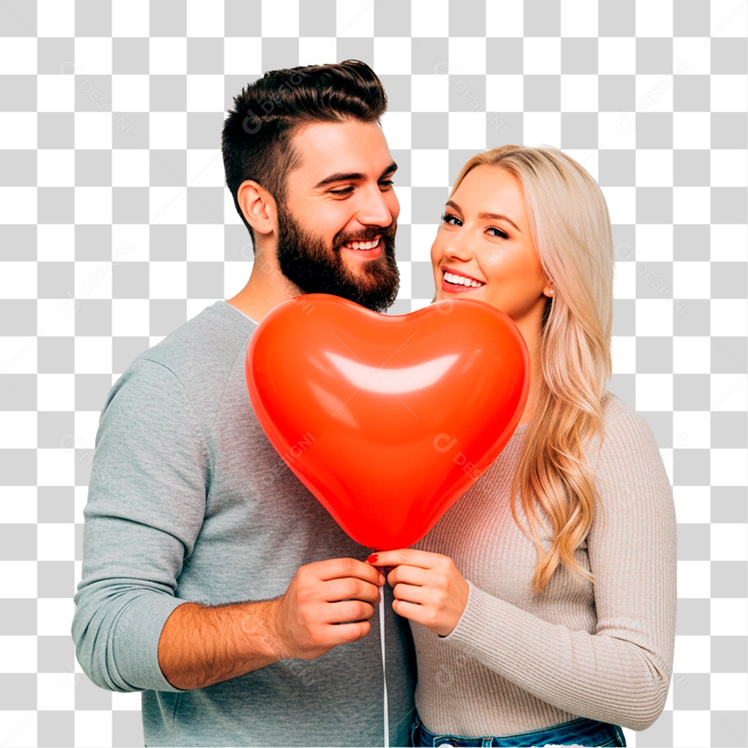 Casal com Balão PNG Transparente