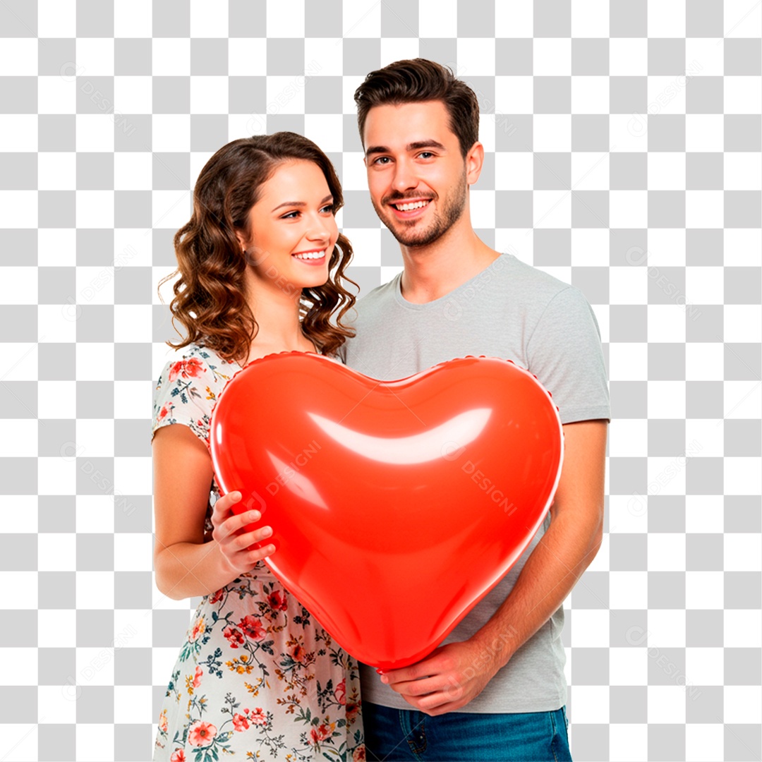Casal com Balão PNG Transparente