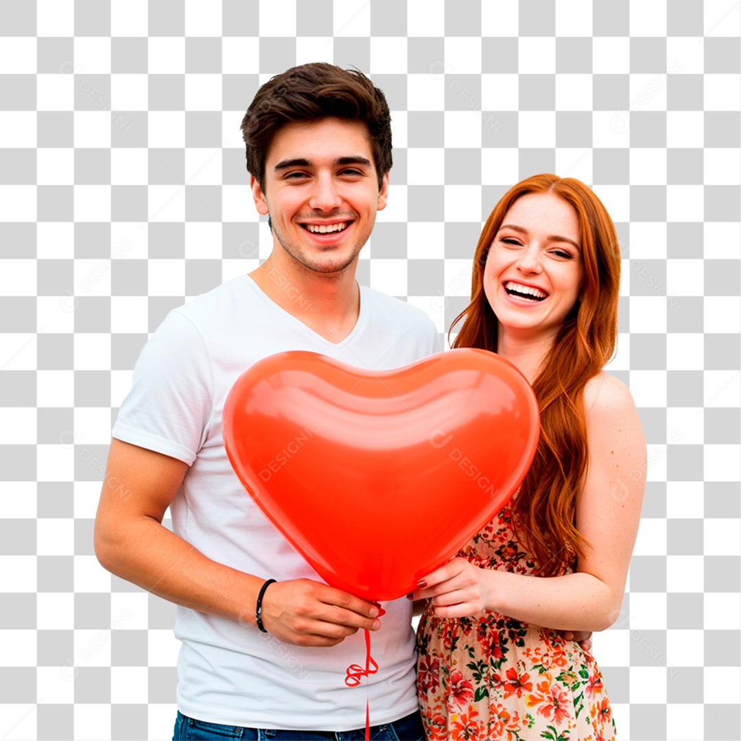 Casal com Balão PNG Transparente