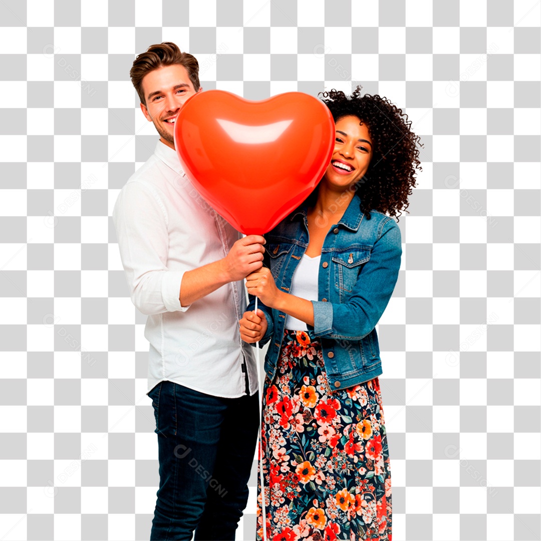 Casal com Balão PNG Transparente