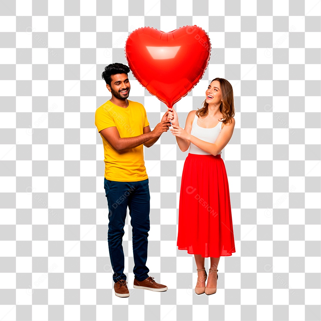 Casal com Balão PNG Transparente