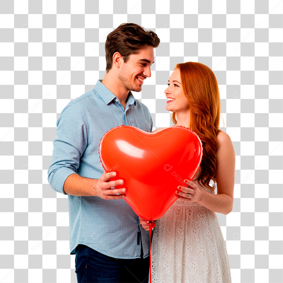 Casal com Balão PNG Transparente