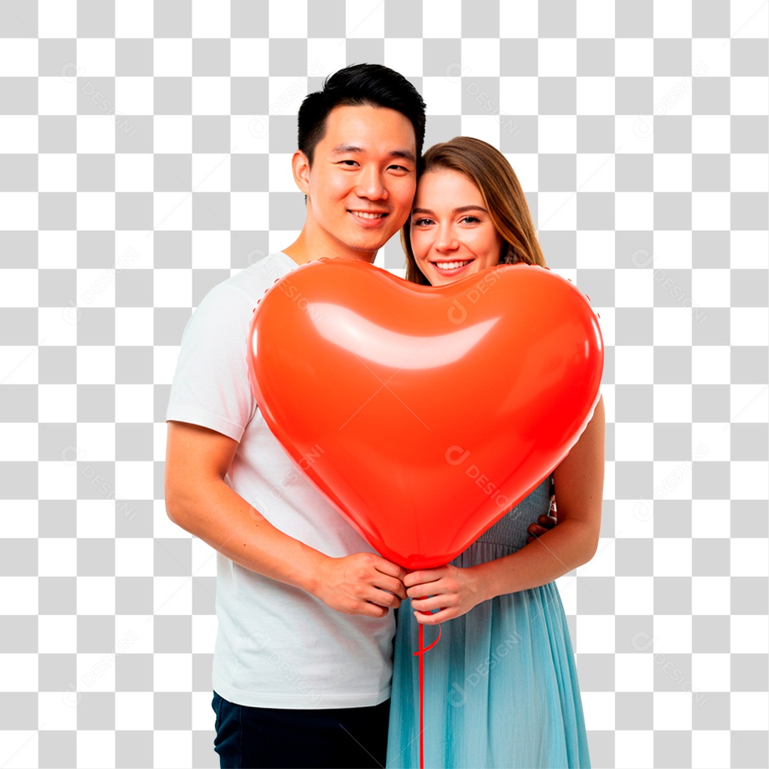 Casal com Balão PNG Transparente