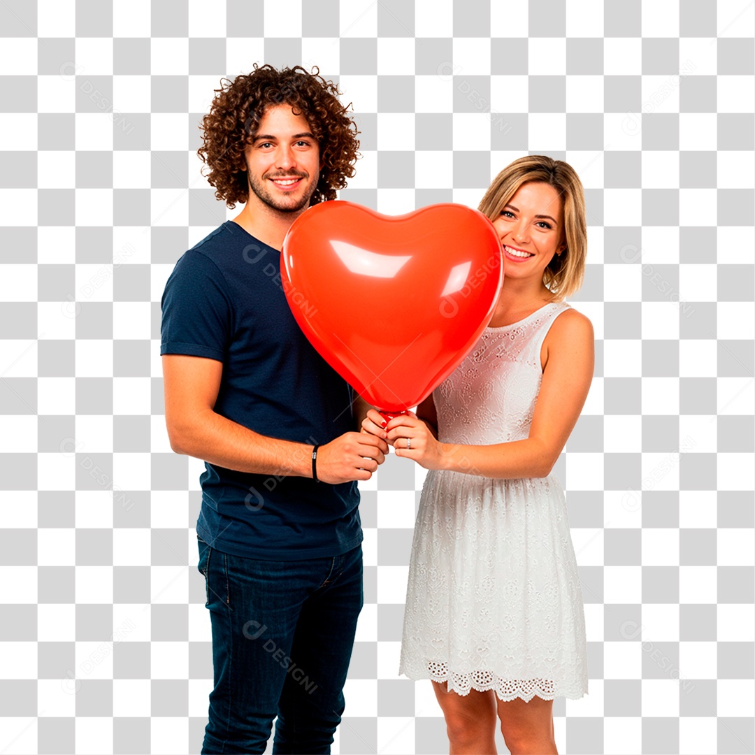 Casal com Balão PNG Transparente