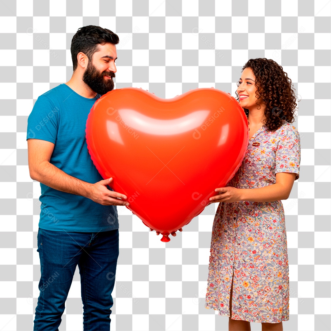 Casal com Balão PNG Transparente