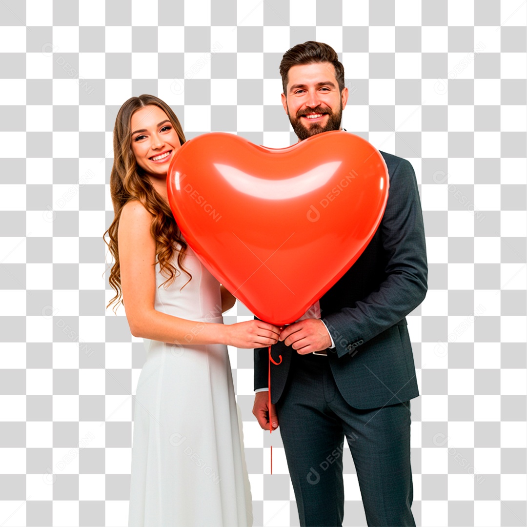 Casal com Balão PNG Transparente