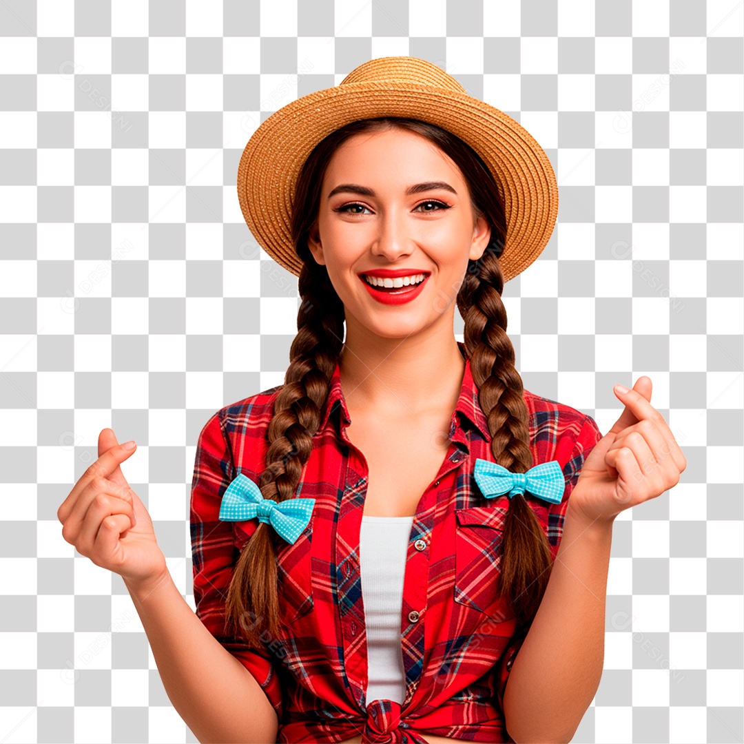 Mulher com Roupas de Festa Junina PNG Transparente