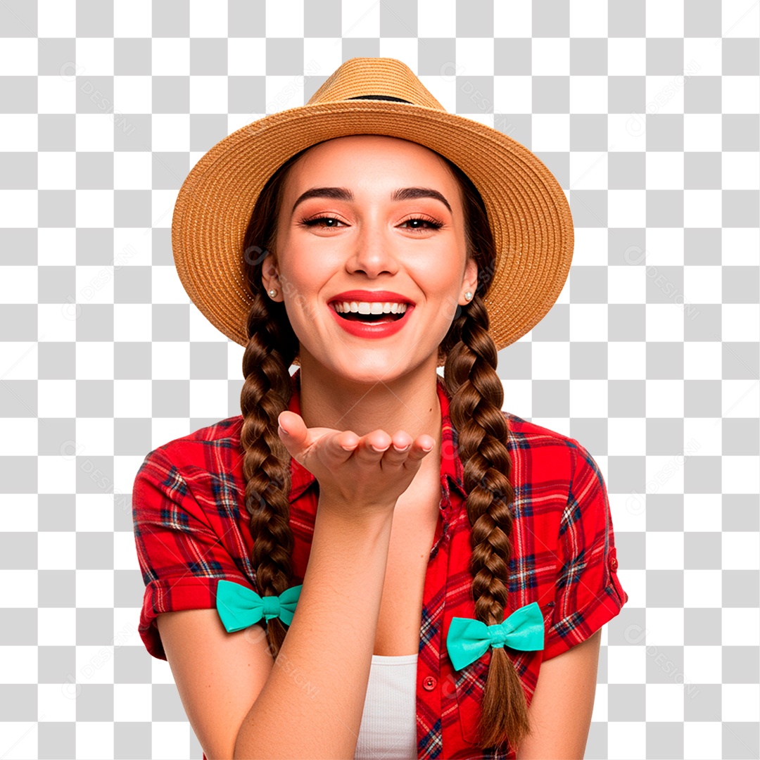 Mulher com Roupas de Festa Junina PNG Transparente