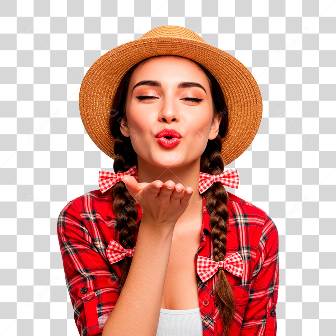 Mulher com Roupas de Festa Junina PNG Transparente