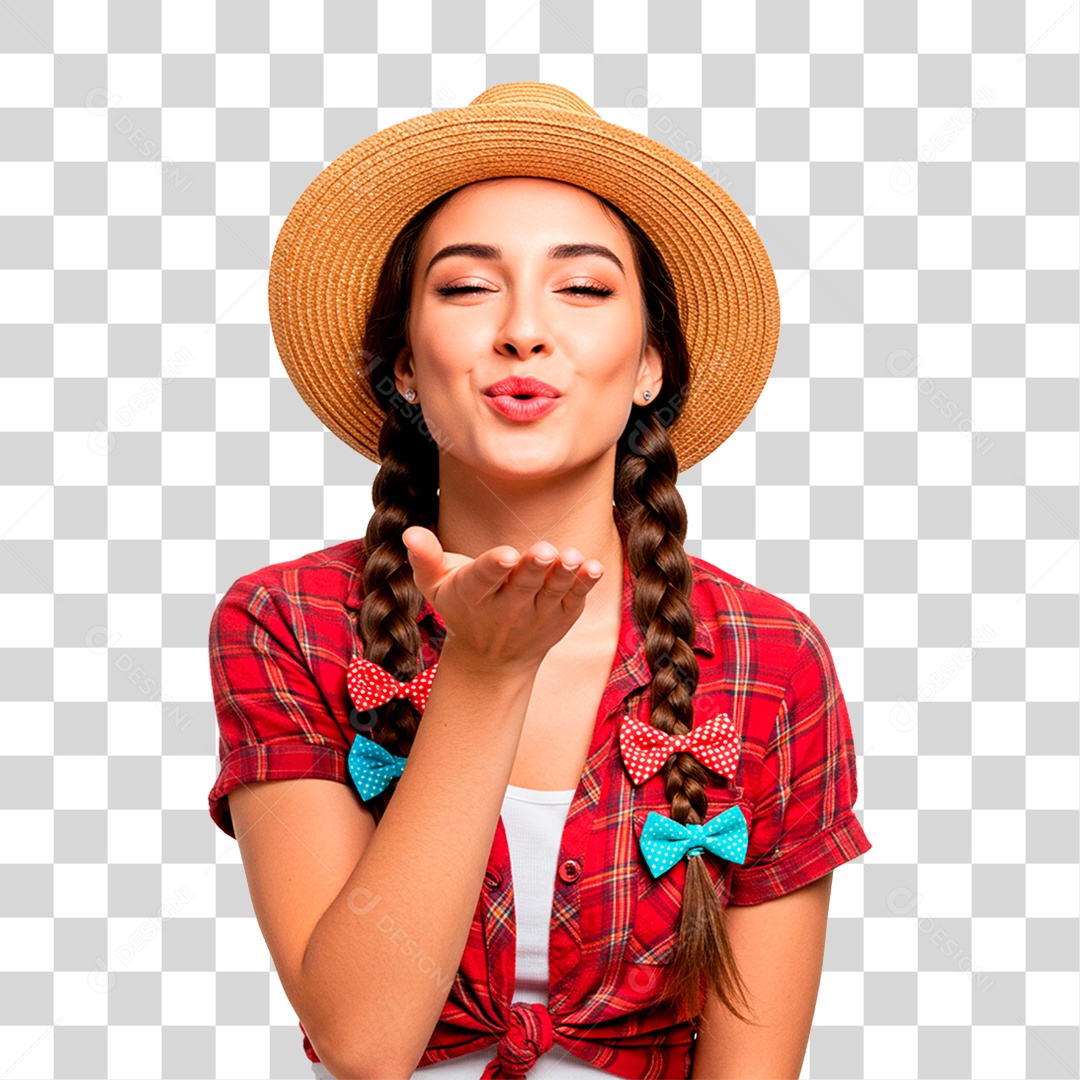 Mulher com Roupas de Festa Junina PNG Transparente