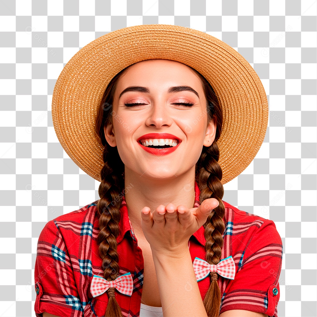 Mulher com Roupas de Festa Junina PNG Transparente