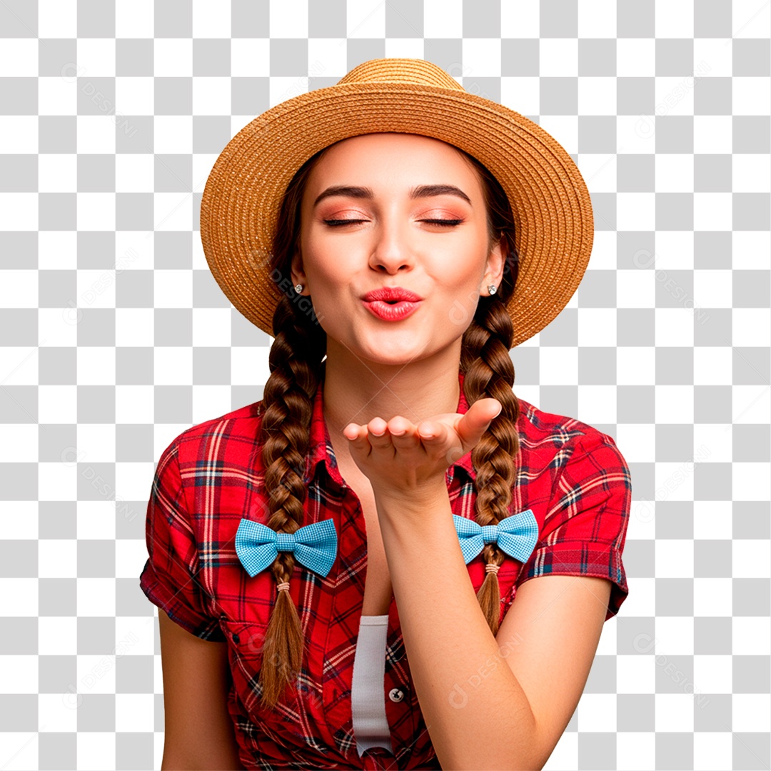 Mulher com Roupas de Festa Junina PNG Transparente