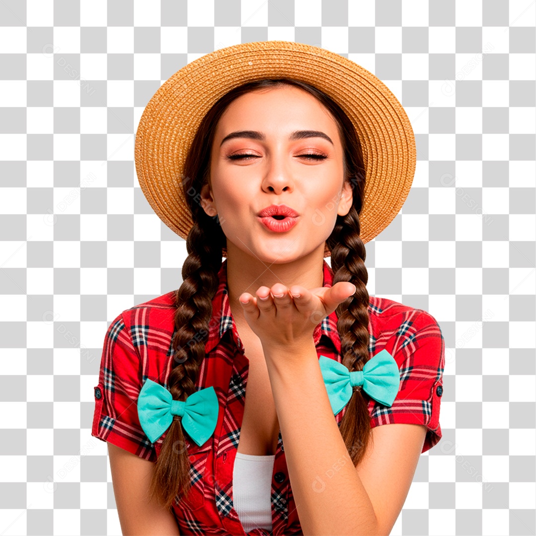 Mulher com Roupas de Festa Junina PNG Transparente