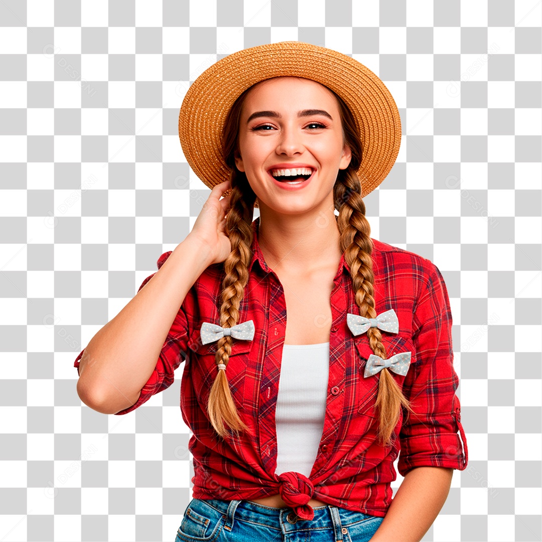 Mulher com Roupas de Festa Junina PNG Transparente