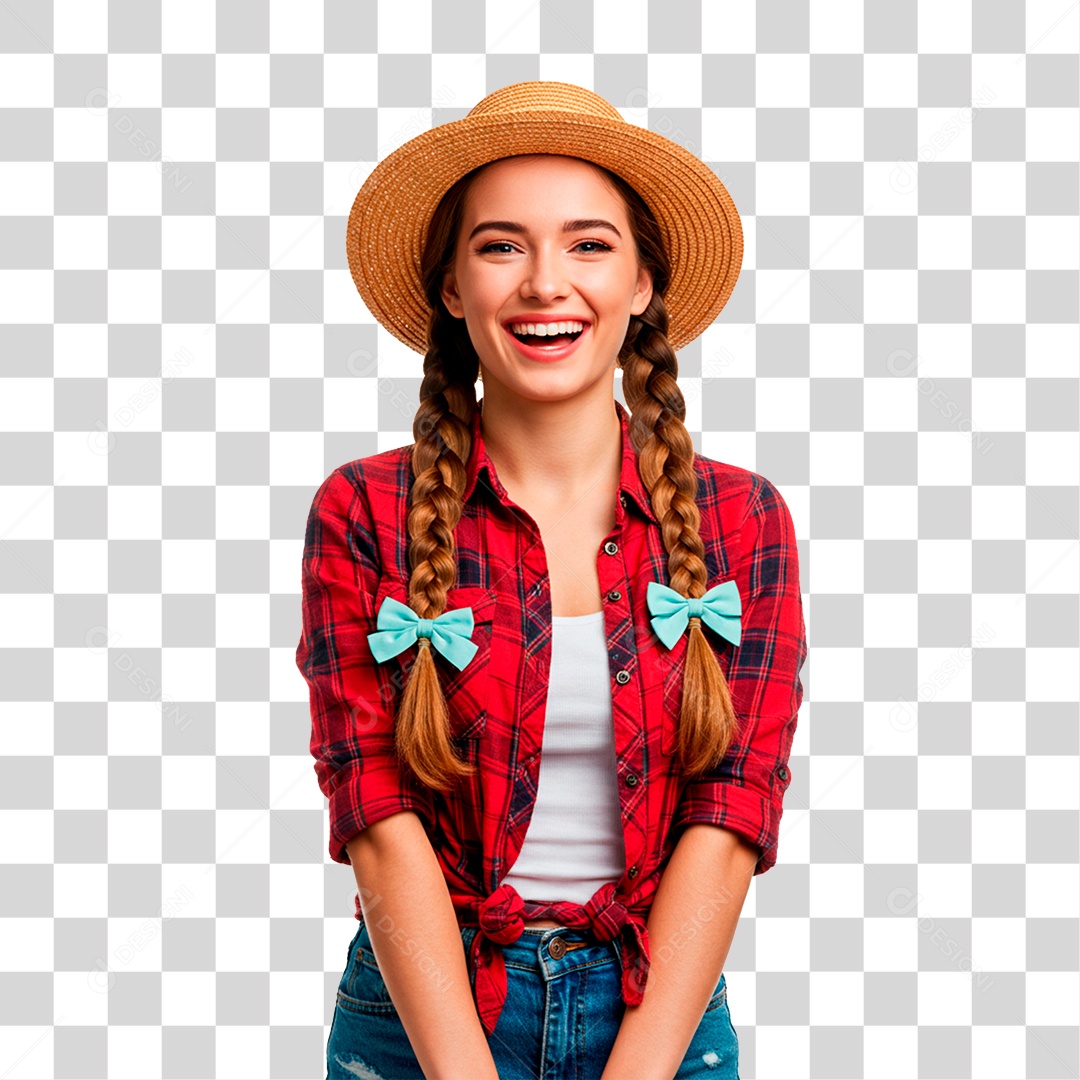 Mulher com Roupas de Festa Junina PNG Transparente