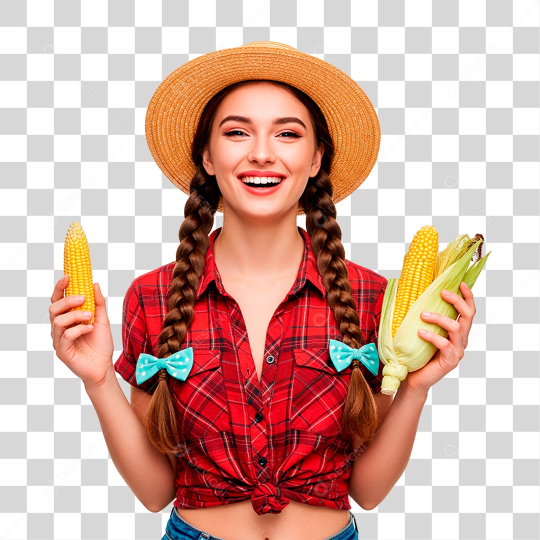 Mulher com Roupas de Festa Junina PNG Transparente