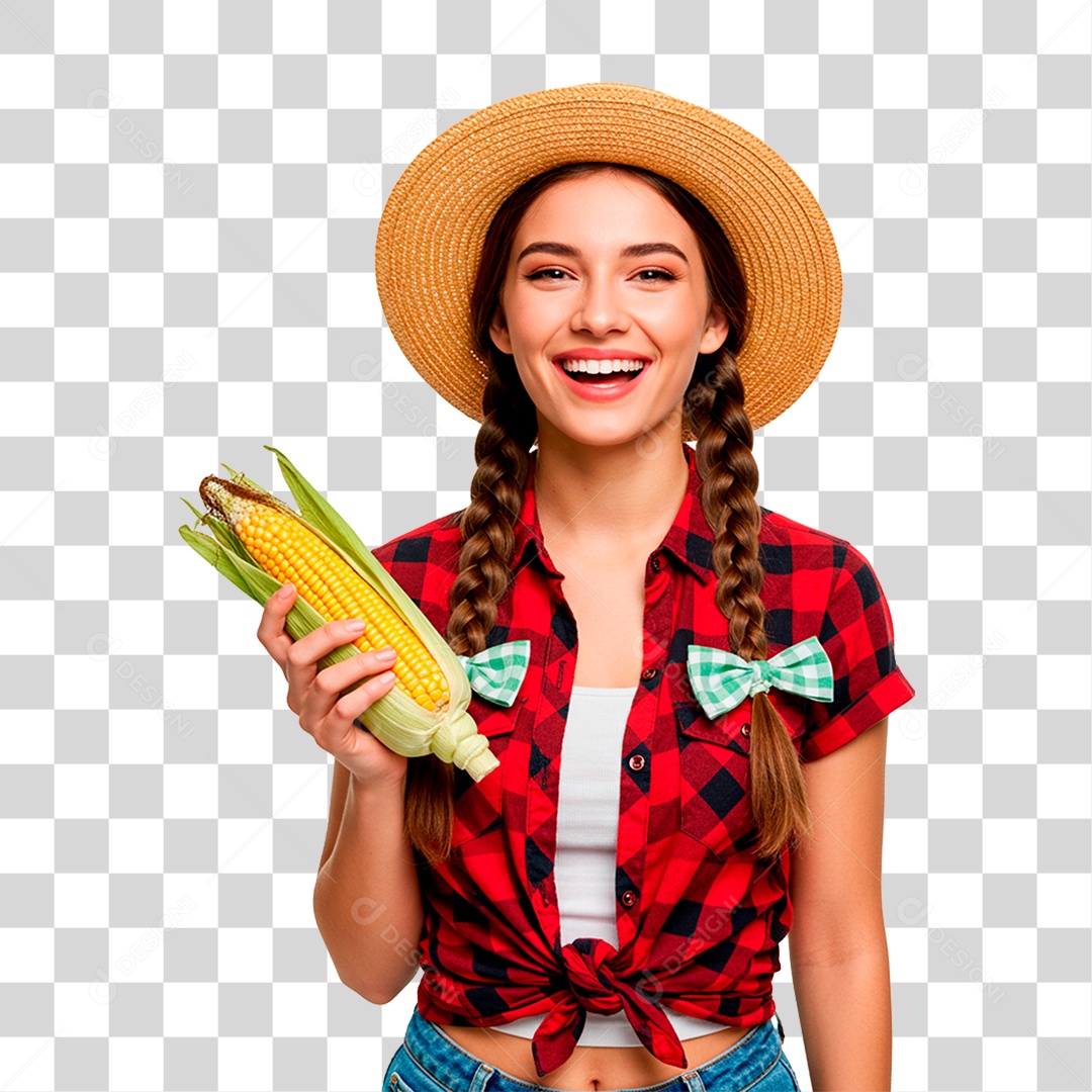 Mulher com Roupas de Festa Junina PNG Transparente