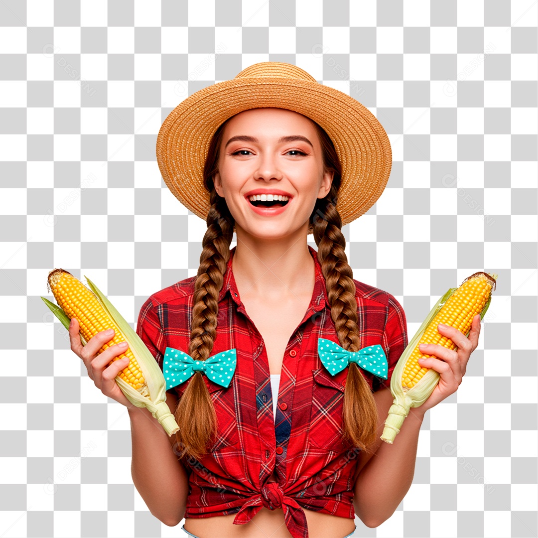 Mulher com Roupas de Festa Junina PNG Transparente