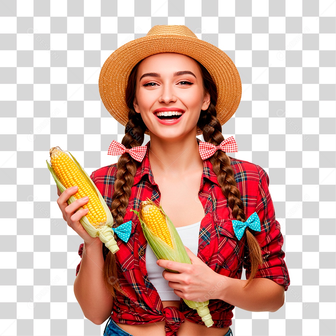 Mulher com Roupas de Festa Junina PNG Transparente