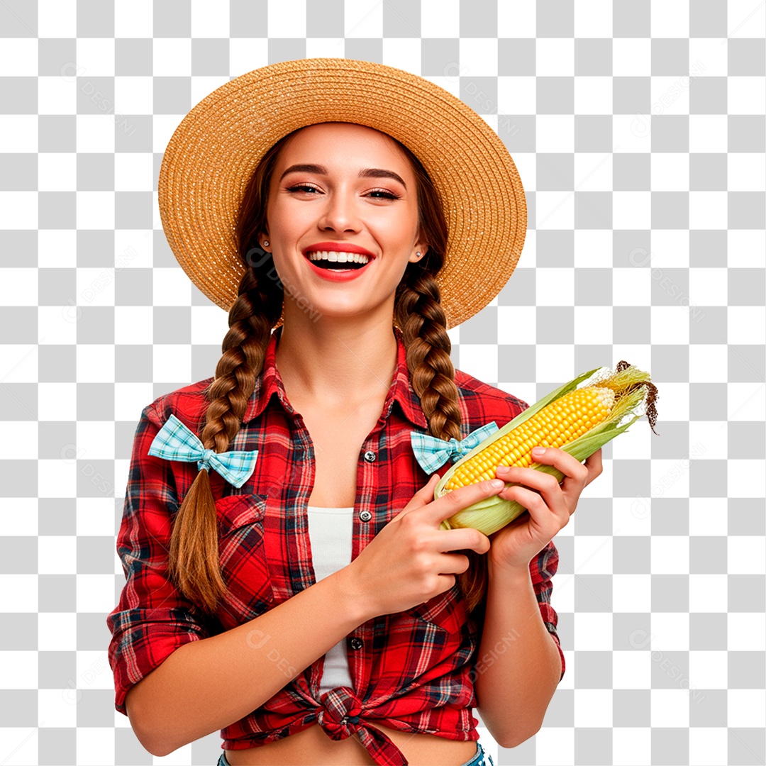 Mulher com Roupas de Festa Junina PNG Transparente