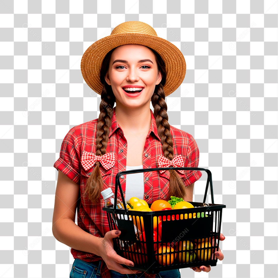 Mulher com Roupas de Festa Junina PNG Transparente