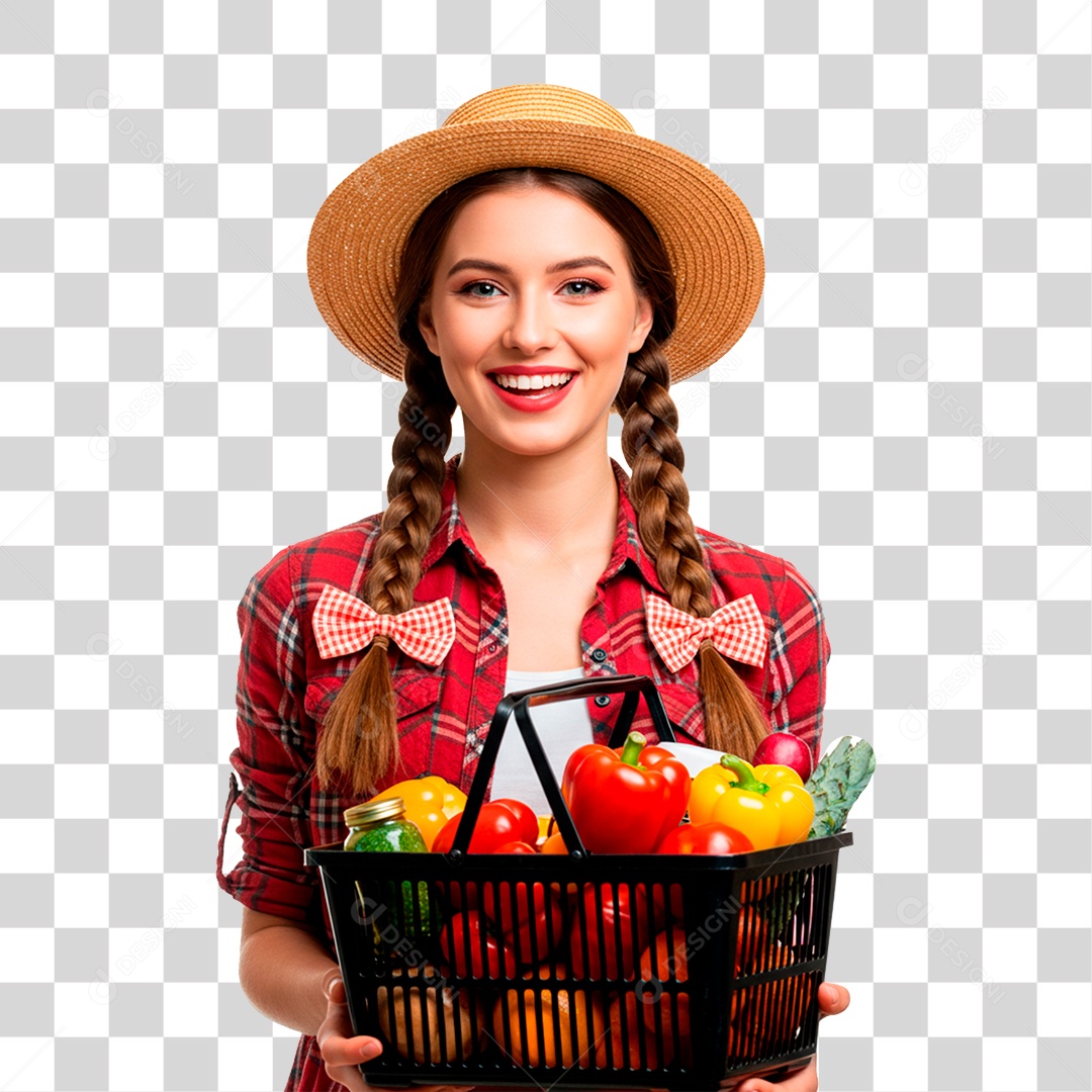 Mulher com Roupas de Festa Junina PNG Transparente