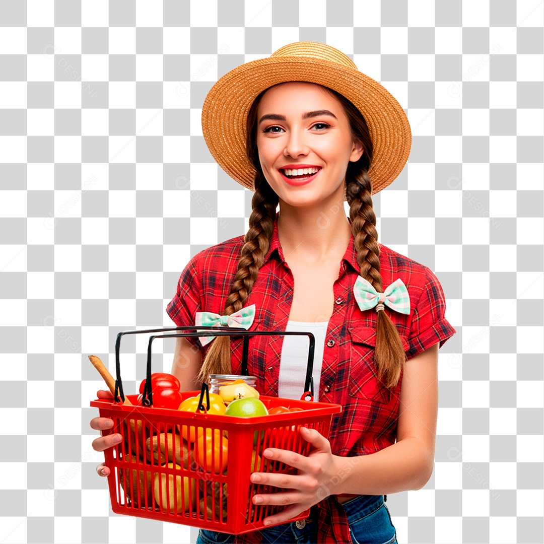 Mulher com Roupas de Festa Junina PNG Transparente