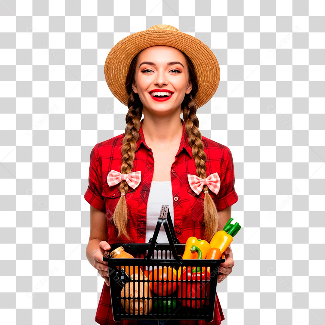 Mulher com Roupas de Festa Junina PNG Transparente