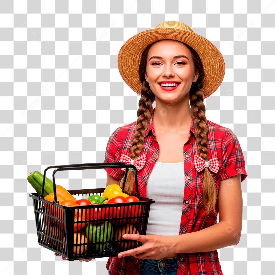 Mulher com Roupas de Festa Junina PNG Transparente