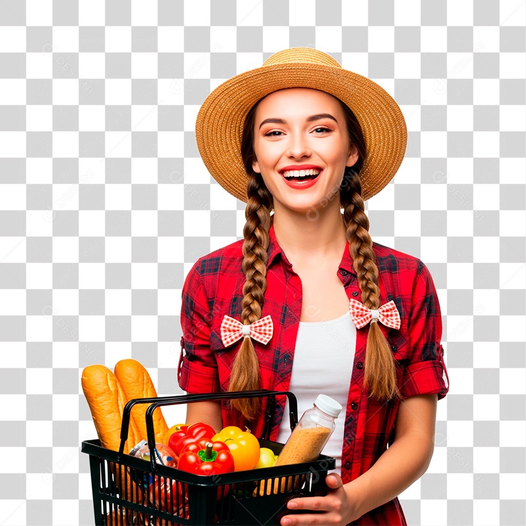 Mulher com Roupas de Festa Junina PNG Transparente