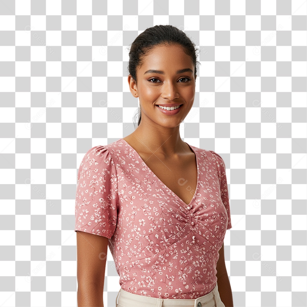 Jovem Modelo Sorrindo PNG Transparente