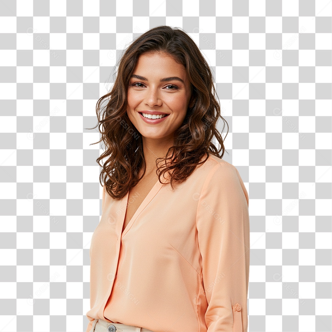 Jovem Modelo Sorrindo PNG Transparente