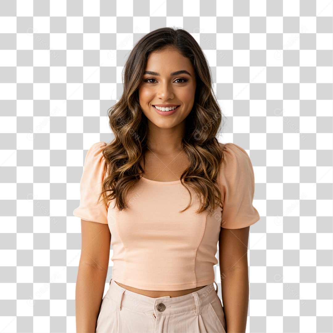 Jovem Modelo Sorrindo PNG Transparente