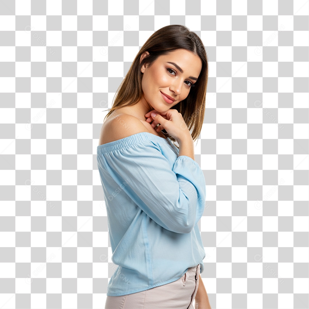 Jovem Modelo Sorrindo PNG Transparente